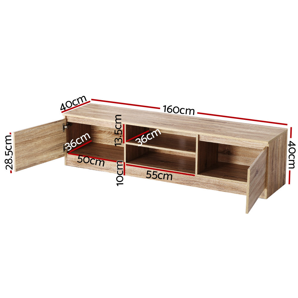 Oaky 160CM TV Stand Entertainment Unit Lowline Storage Cabinet Wooden