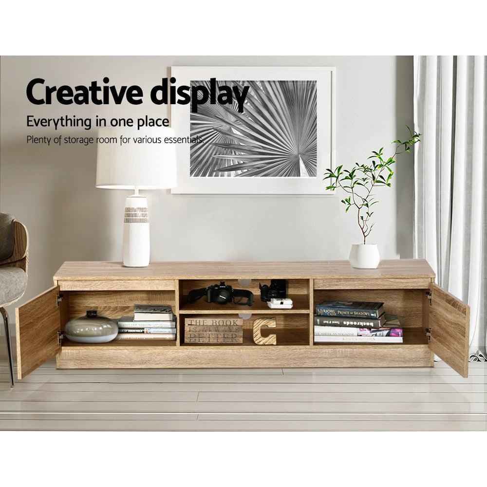 Oaky 160CM TV Stand Entertainment Unit Lowline Storage Cabinet Wooden