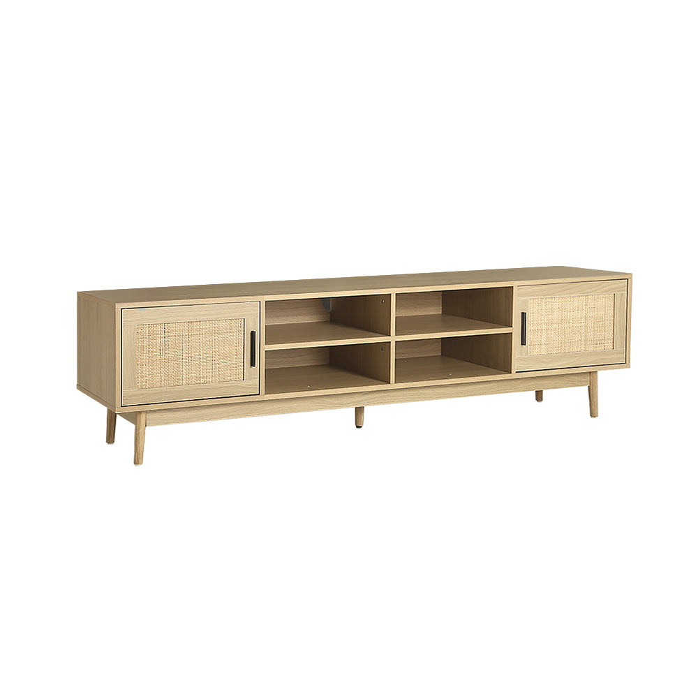 Woodzy TV Cabinet Entertainment Unit Storage Cabinets Rattan Wooden 180CM