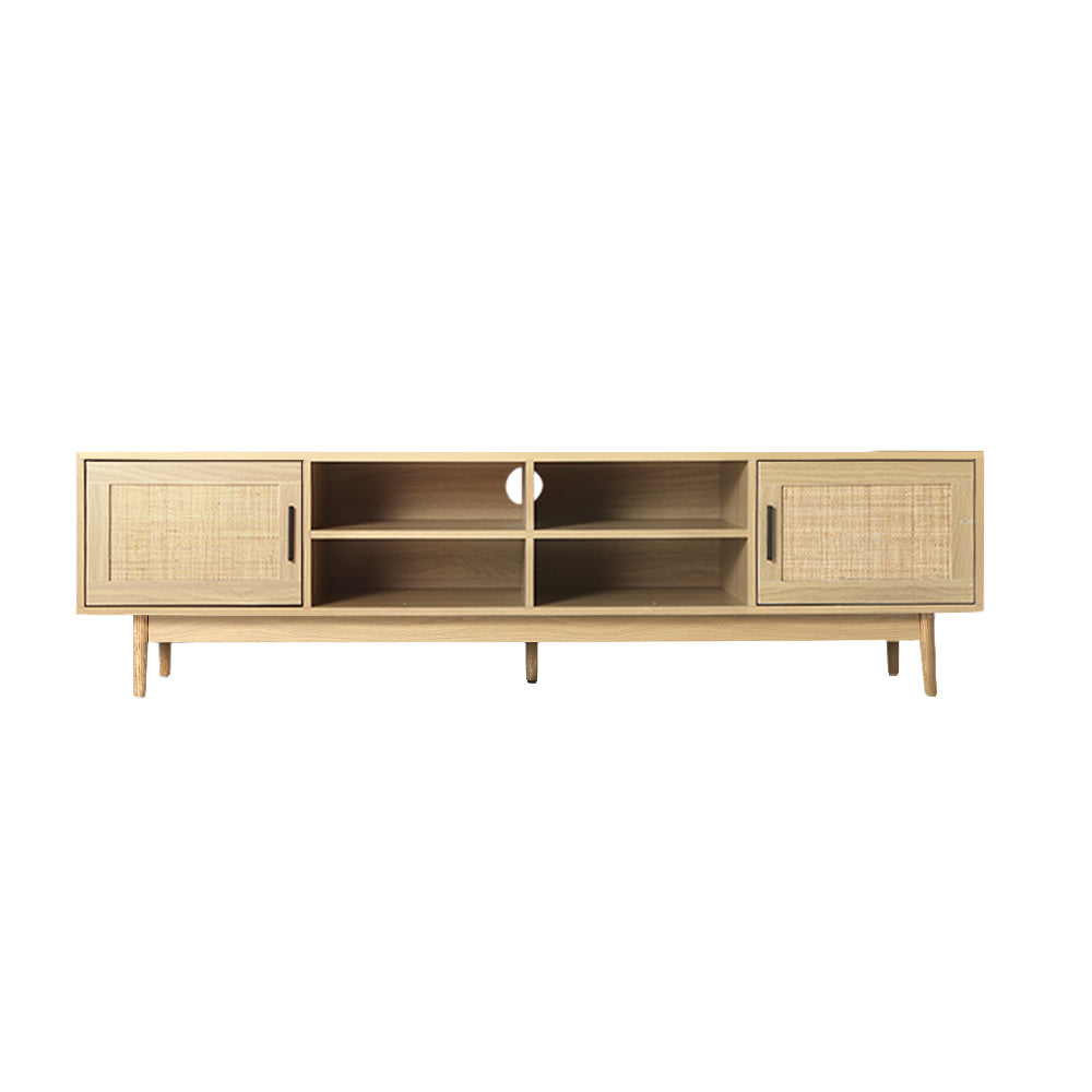 Woodzy TV Cabinet Entertainment Unit Storage Cabinets Rattan Wooden 180CM