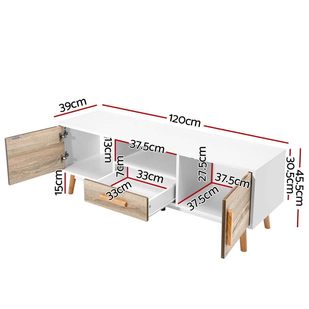 Rustika Wooden Entertainment Unit - White & Wood