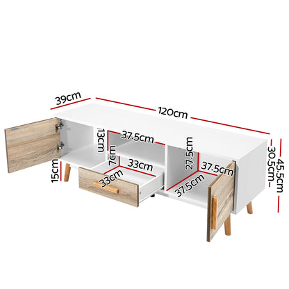 Rustika Wooden Entertainment Unit - White & Wood