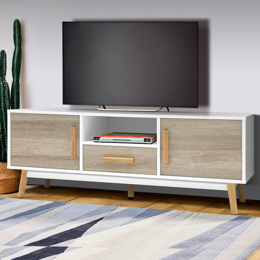 Rustika Wooden Entertainment Unit - White & Wood