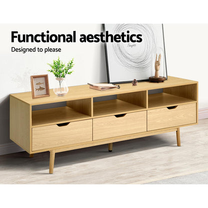 Rustika Wooden Scandinavian Entertainment Unit - Natural