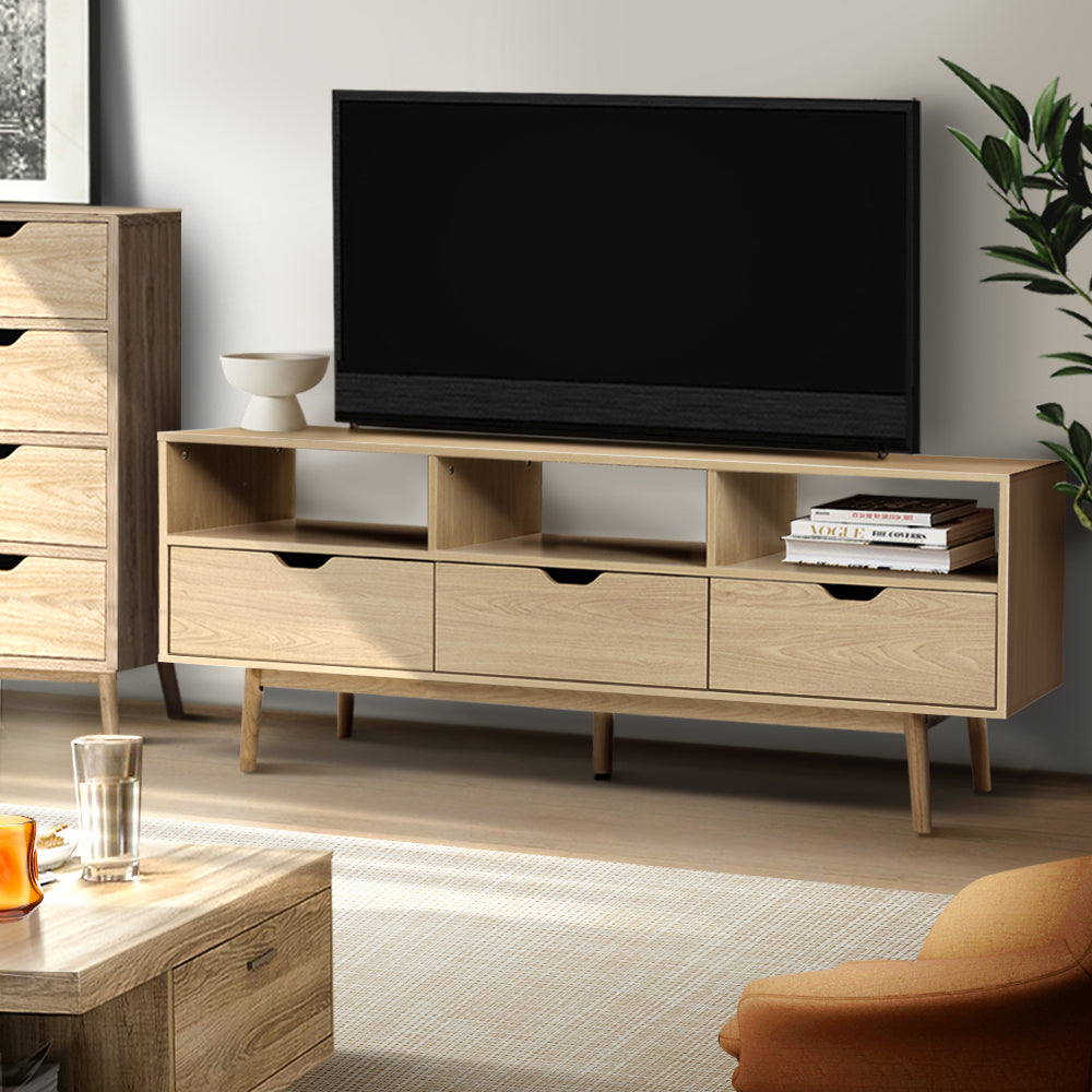 Rustika Wooden Scandinavian Entertainment Unit - Natural