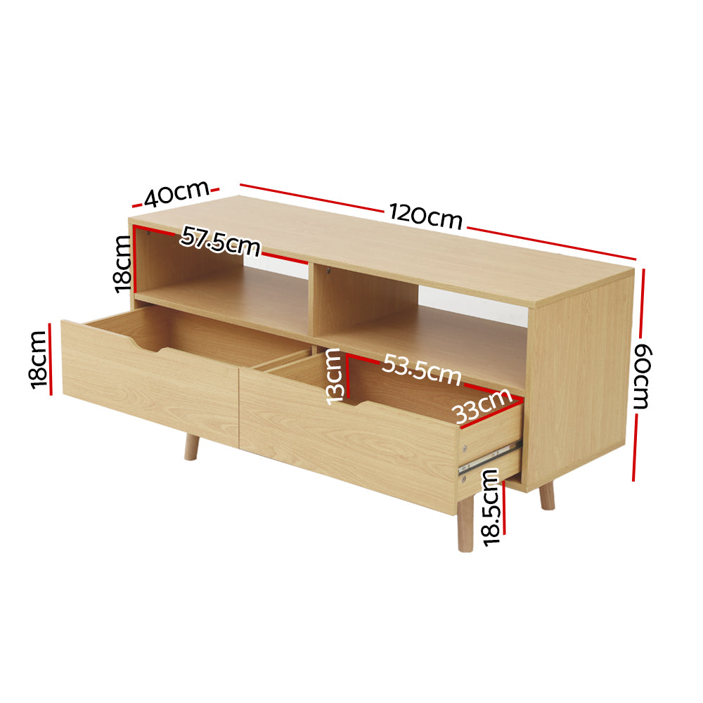 Scandinavian TV Cabinet Entertainment Unit Stand Wooden Storage 120cm