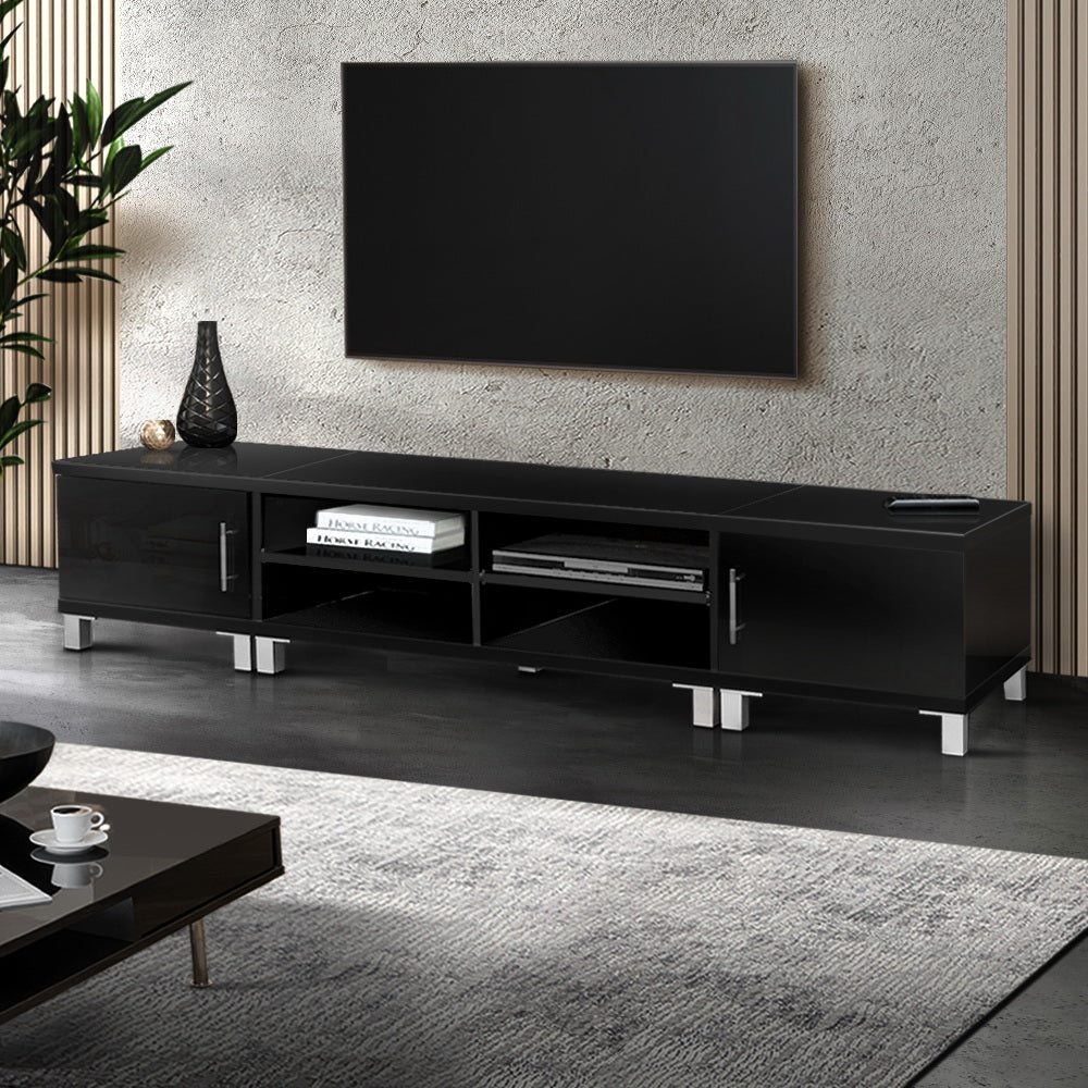 Marget Modern Entertainment Unit with Cabinets - Black