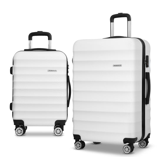 Swiss 2pcs Luggage Trolley Set Travel Suitcase TSA Hard Case White