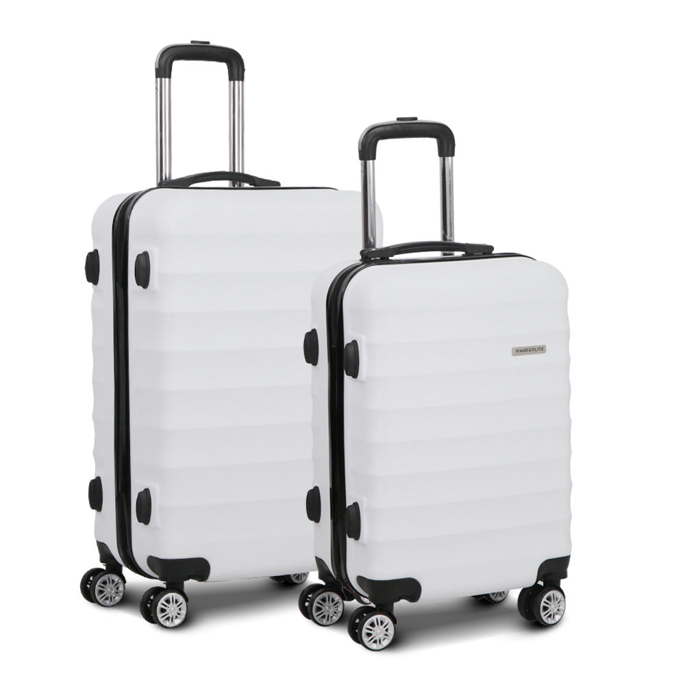 Swiss 2pcs Luggage Trolley Set Travel Suitcase TSA Hard Case White