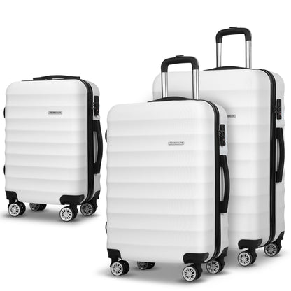 Swiss 3pcs Luggage Trolley Set Travel Suitcase TSA Hard Case White