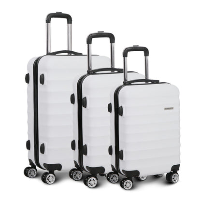 Swiss 3pcs Luggage Trolley Set Travel Suitcase TSA Hard Case White