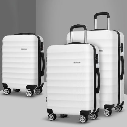 Swiss 3pcs Luggage Trolley Set Travel Suitcase TSA Hard Case White