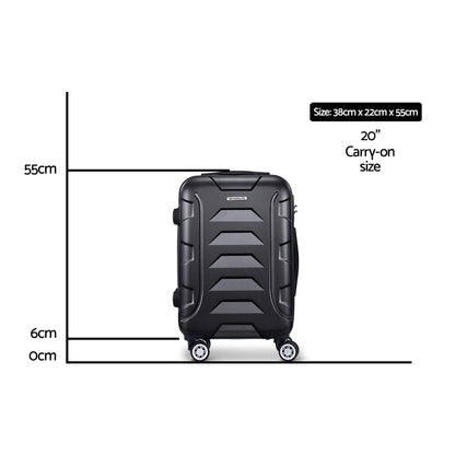 WanderWave 20" Luggage Travel Suitcase Set Trolley Hard Case Strap Lightweight