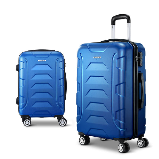 Swiss 2pc Luggage Travel Sets Suitcase Trolley TSA Lock Blue