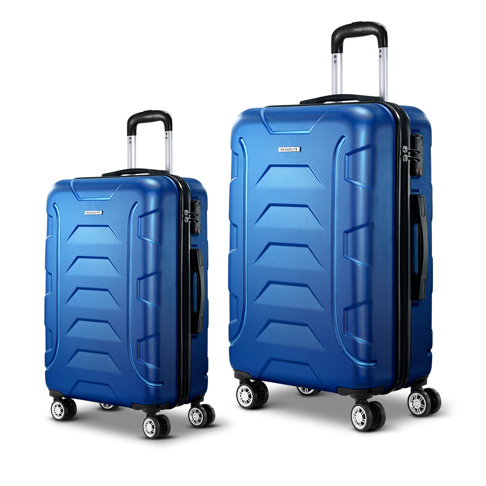 Swiss 2pc Luggage Travel Sets Suitcase Trolley TSA Lock Blue