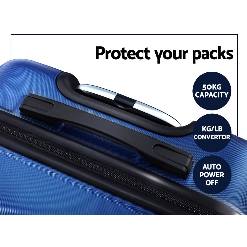 Swiss 2pc Luggage Travel Sets Suitcase Trolley TSA Lock Blue