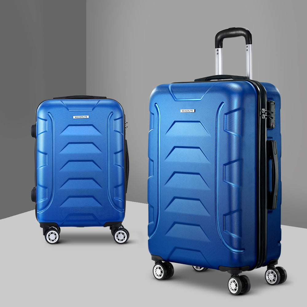 Swiss 2pc Luggage Travel Sets Suitcase Trolley TSA Lock Blue