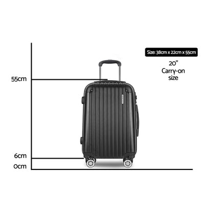 WanderWave 20" Luggage Trolley Travel Suitcase Set Hard Case Shell Lightweight