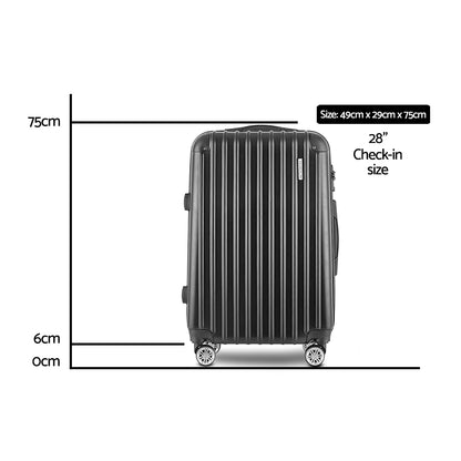 WanderWave 28" Luggage Trolley Travel Suitcase Set Hard Case Shell Lightweight