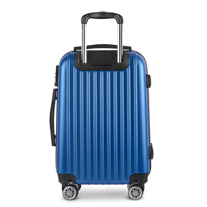 WanderWave 28" Luggage Trolley Travel Suitcase Set TSA Lock Hard Case Shell Blue