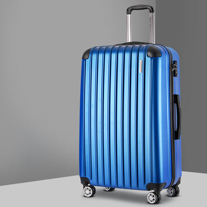 WanderWave 28" Luggage Trolley Travel Suitcase Set TSA Lock Hard Case Shell Blue