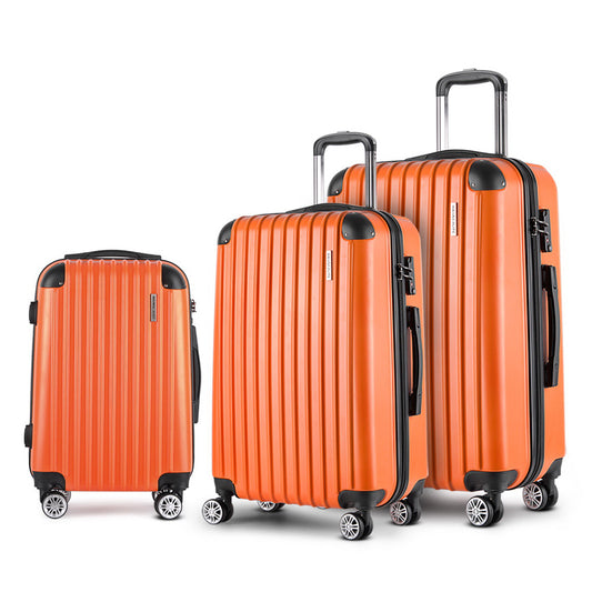 Swiss 3pc Luggage Sets Trolley Travel Suitcases TSA Hard Case Orange