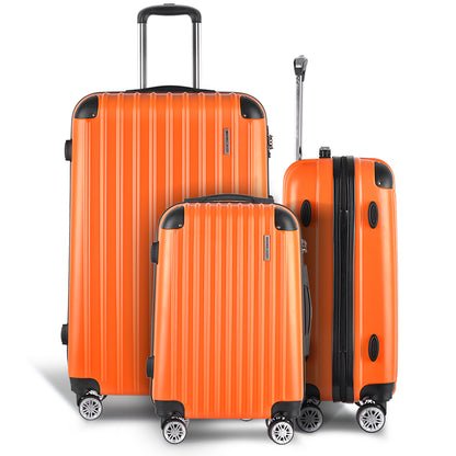 Swiss 3pc Luggage Sets Trolley Travel Suitcases TSA Hard Case Orange