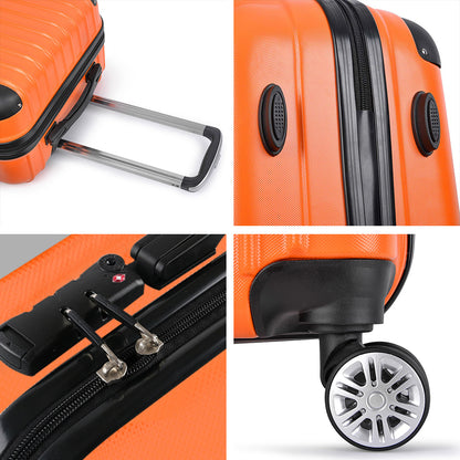 Swiss 3pc Luggage Sets Trolley Travel Suitcases TSA Hard Case Orange