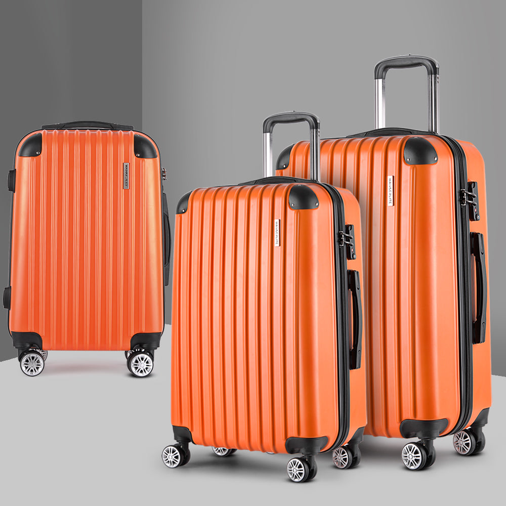 Swiss 3pc Luggage Sets Trolley Travel Suitcases TSA Hard Case Orange