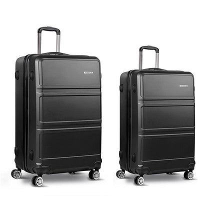 Swiss Luggage Set 2 Pieces Hardshell Spinner Suitcase TSA Lock Trolley Lightweight Suitcase Organizer Sets Black