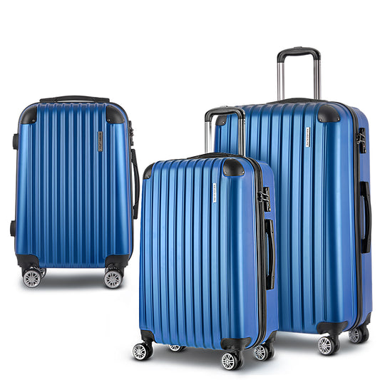 Swiss 3pcs Luggage Set Travel Suitcase Storage Organiser TSA lock Blue