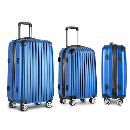 Swiss 3pcs Luggage Set Travel Suitcase Storage Organiser TSA lock Blue