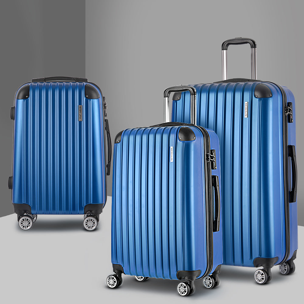 Swiss 3pcs Luggage Set Travel Suitcase Storage Organiser TSA lock Blue