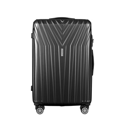 Swiss 3pc Luggage Trolley Suitcase Sets Travel TSA Hard Case Black