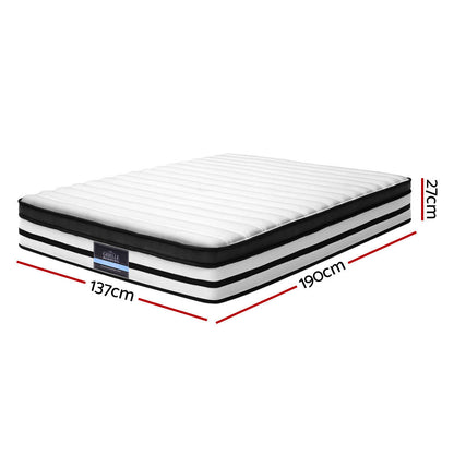 DOUBLE Size Bed Mattress Euro Top Pocket Spring Foam 27CM