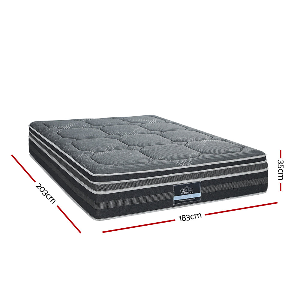 Daytona 35CM KING Mattress Bed 7 Zone Dual Euro Top Pocket Spring Medium Firm