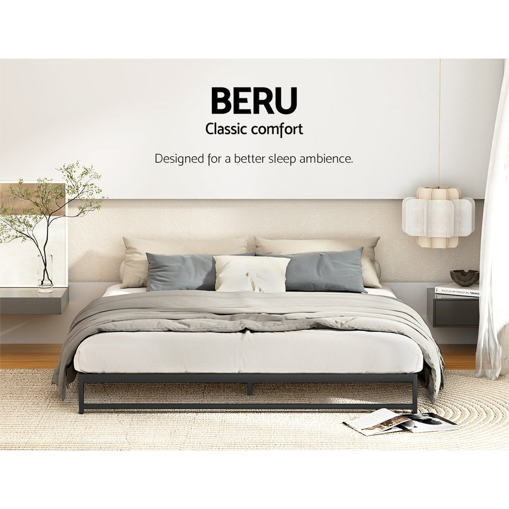 Vienna Metal Bed Frame Double Size Bed Base Mattress Platform Black BERU