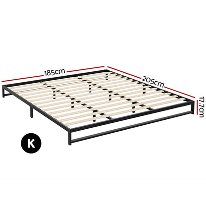 Venice Metal Bed Frame King Size Bed Base Mattress Platform Black BERU