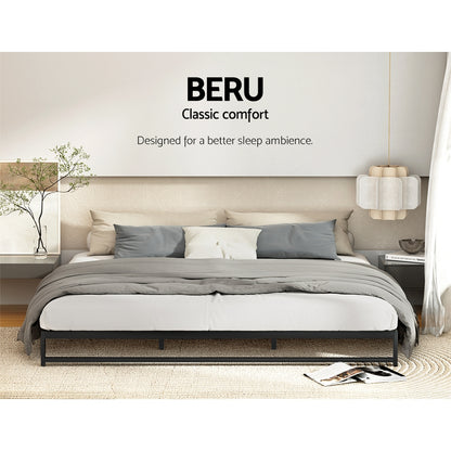 Venice Metal Bed Frame King Size Bed Base Mattress Platform Black BERU