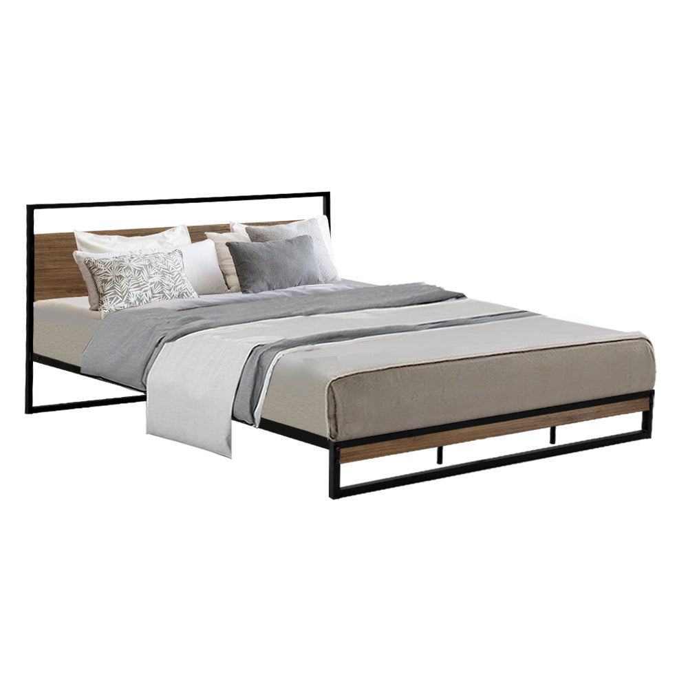 Vienna Metal Bed Frame King Size Mattress Base Platform Foundation Black Dane