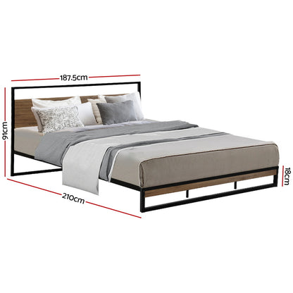 Vienna Metal Bed Frame King Size Mattress Base Platform Foundation Black Dane