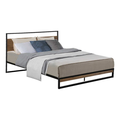 Vienna Metal Bed Frame Queen Size Mattress Base Platform Foundation Black Dane