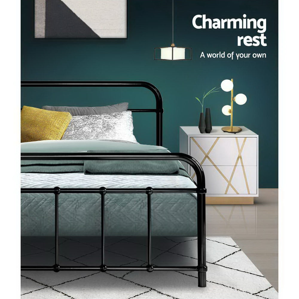 LEO Metal Bed Frame - Queen (Black)