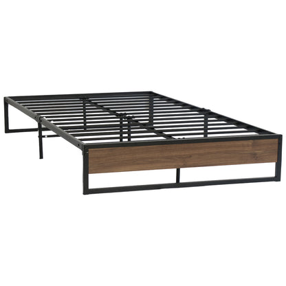 Vienna Metal Bed Frame Double Size Mattress Base Foundation Wooden Black OSLO