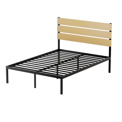 Florence Bed Frame Metal Bed Base Double Size Platform Foundation Black PAULA