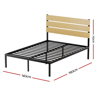 Florence Bed Frame Metal Bed Base Double Size Platform Foundation Black PAULA