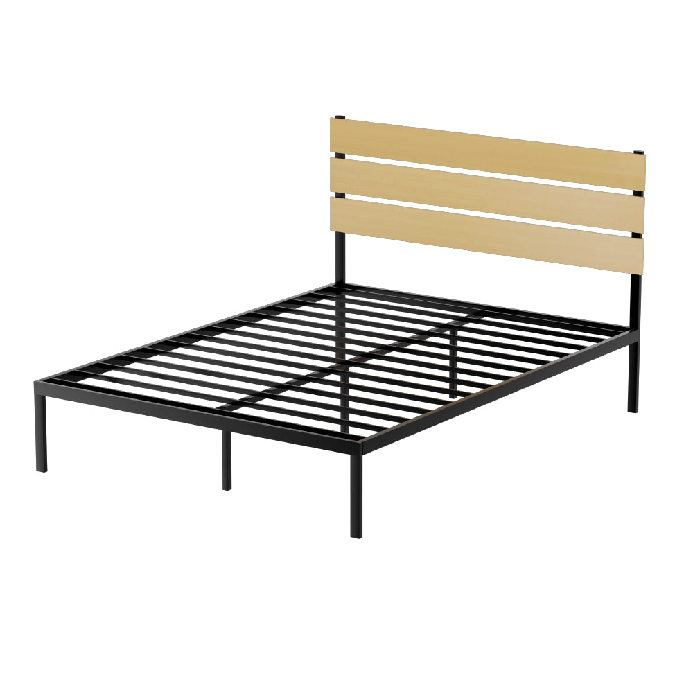 Florence Bed Frame Metal Bed Base Queen Size Platform Foundation Black PAULA