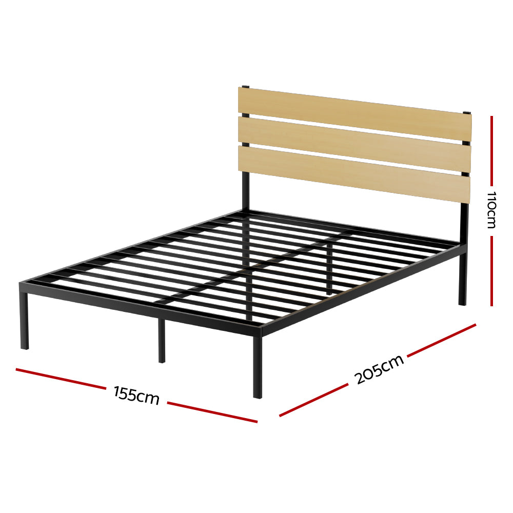 Florence Bed Frame Metal Bed Base Queen Size Platform Foundation Black PAULA