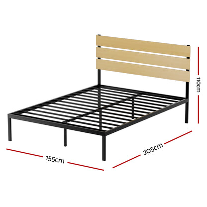 Florence Bed Frame Metal Bed Base Queen Size Platform Foundation Black PAULA