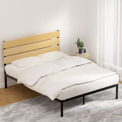 Florence Bed Frame Metal Bed Base Queen Size Platform Foundation Black PAULA